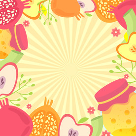 石榴蜂蜜手绘插画