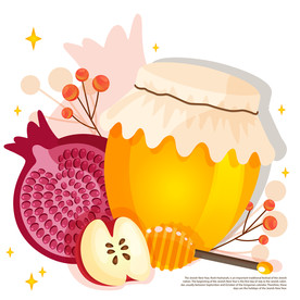 石榴蜂蜜手绘插画