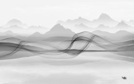 客厅山水画背景 文件分层画