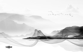 意境山水画背景 文件分层画