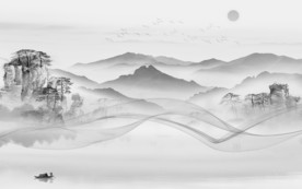 新上架山水画电视墙 文件分层画