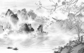 新品山水电视背景 文件分层画