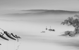 江南山水电视背景 文件分层画