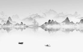 山水无框画 文件分层画