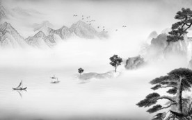 热卖新山水无框画 文件分层画