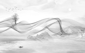 最新新山水无框画 文件分层画