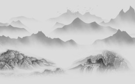 高清新山水无框画 文件分层画