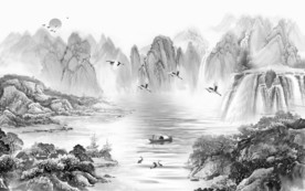 中式新山水意境画 TIF分层