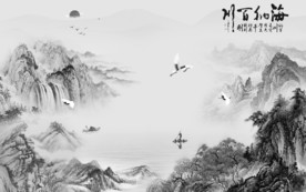 爆款 灰色新山水画 TIF分层