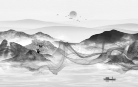 高端灰色新山水画 TIF分层