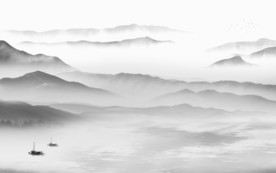 新中式灰色新山水画 TIF分层