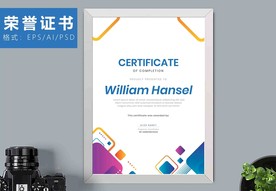 荣誉证书时尚竖版证书