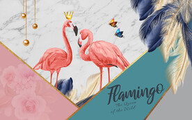 现代简约羽毛火烈鸟电视背景墙