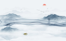 新中式意境水墨山水画
