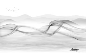 别墅 新山水简约画 文件分层画