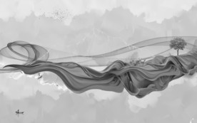 线条新山水简约画 文件分层画