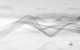 背景墙灰色新山水画 文件分层画