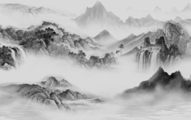 国画 背景山水墙画 文件分层