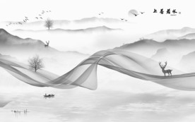 别墅山水画人气画 TIF分层