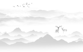 灰色 山水画人气画 TIF分层