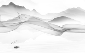 线条山水画人气画 TIF分层