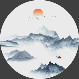 水墨山水客厅装饰画新中式装饰画