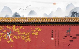 故宫红背景墙图片