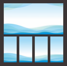 蓝色背景曲线装饰底边