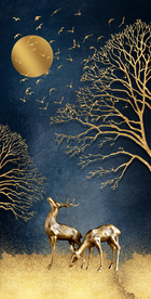 立体金色麋鹿晶瓷画