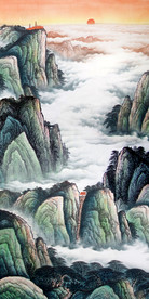 旭日东升 山水画