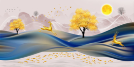 飘带麋鹿晶瓷画