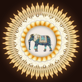 珐琅彩大象圆形装饰画