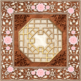 中式花纹大理石天顶壁画