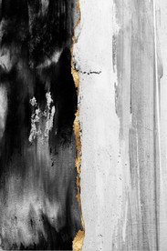 新中式抽象金色水墨油画玄关装饰