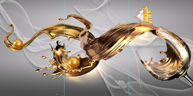 现代晶瓷金色酒杯杯饮餐厅装饰画