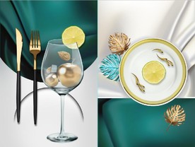 现代晶瓷酒杯餐饮餐厅装饰画