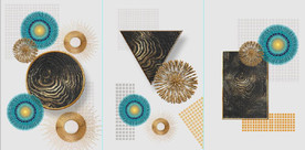 晶瓷抽象金色几何装饰画