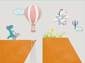 小清新恐龙飞机童房装饰无框画