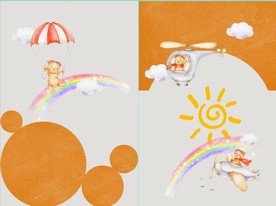 小清新降落飞机儿童房装饰无框画