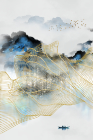 金色线条意境玄关