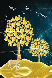 麋鹿装饰画玄关