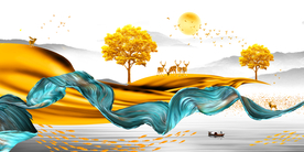 丝带麋鹿三联画