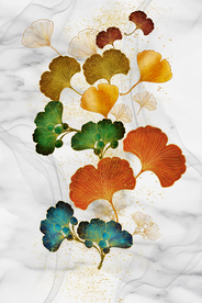 银杏叶发财树装饰画