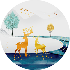 金色麋鹿装饰画