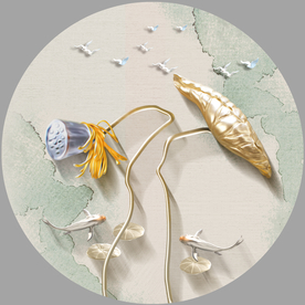 荷花圆形装饰画