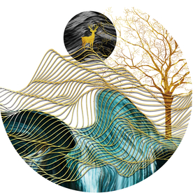 麋鹿圆形装饰画