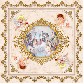 欧式希腊美女油画天顶壁画