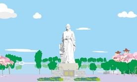 天门市陆羽公园插画