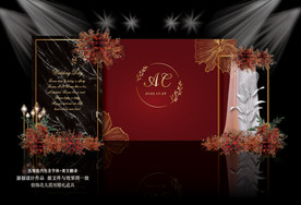 红黑色婚礼迎宾区