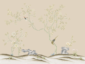 手绘高清欧式花鸟背景墙